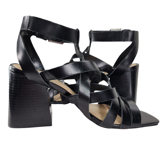 Vince Camuto 10M Chunky Heeled Sandals Womens Sutellie Black Strappy Y2K 90s 4" - Picture 5 of 12